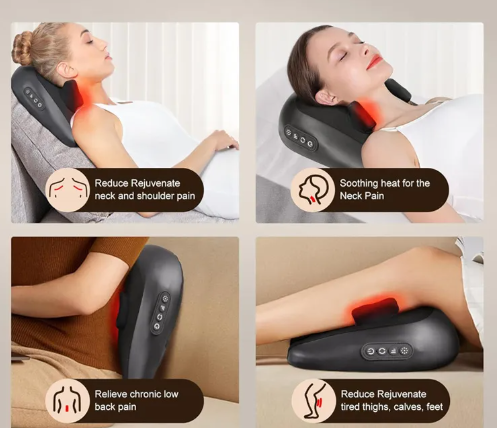 Shiatsu Neck & Shoulder Massage Pillow – Deep Kneading with Heat Therapy