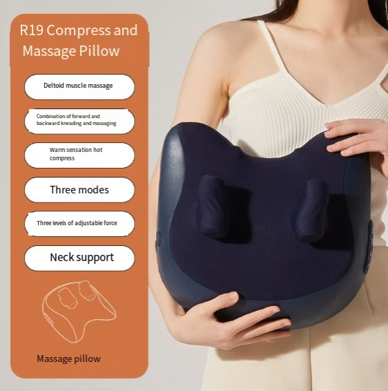Shiatsu Neck & Shoulder Massage Pillow – Deep Kneading with Heat Therapy