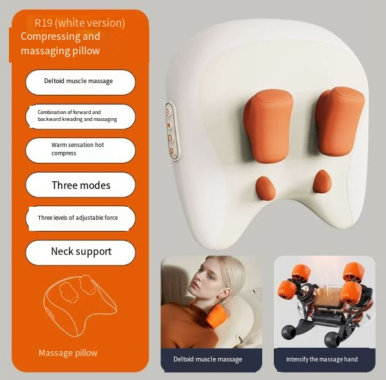 Shiatsu Neck & Shoulder Massage Pillow – Deep Kneading with Heat Therapy