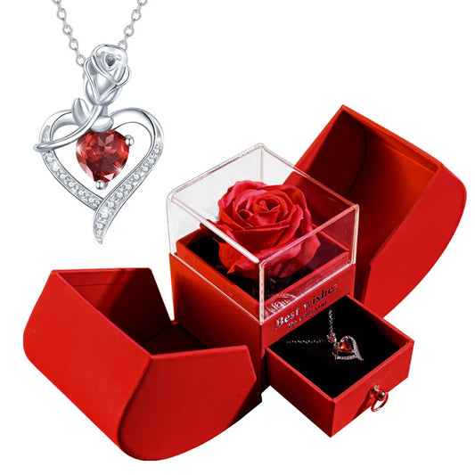 Christmas Jewelry Box Necklace Gift Set – Necklace & Soap Flower in Elegant Box