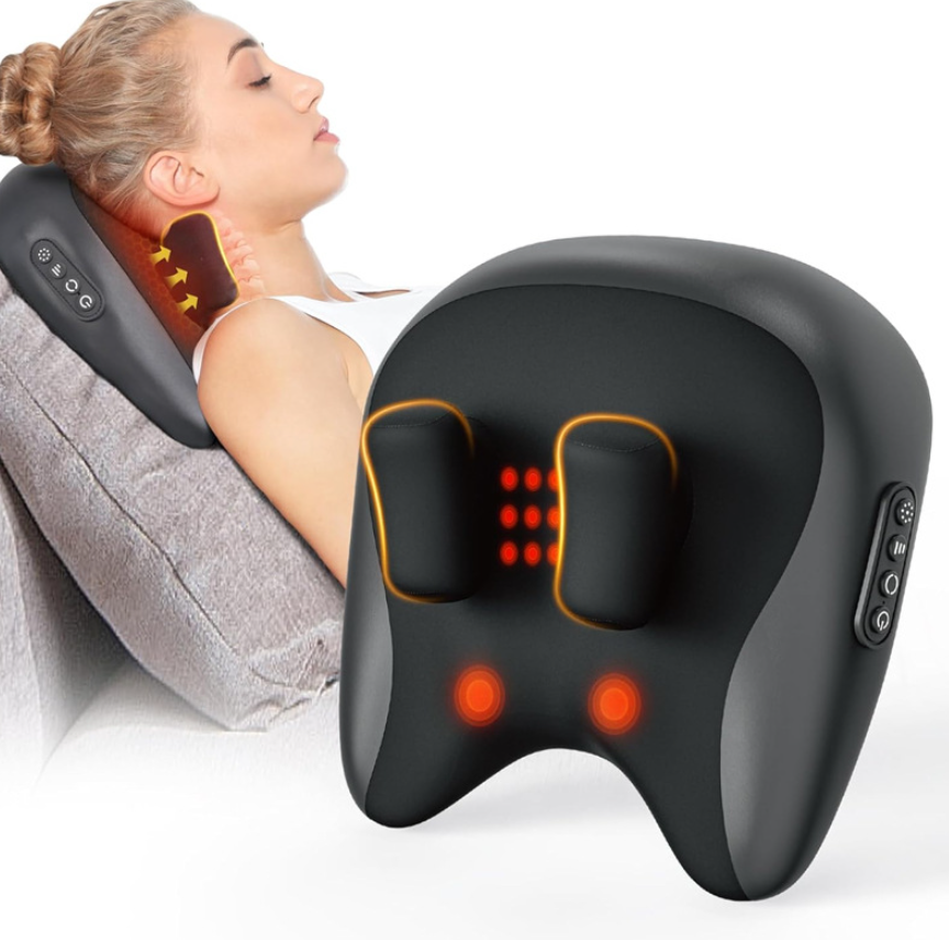 Shiatsu Neck & Shoulder Massage Pillow – Deep Kneading with Heat Therapy